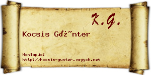 Kocsis Günter névjegykártya